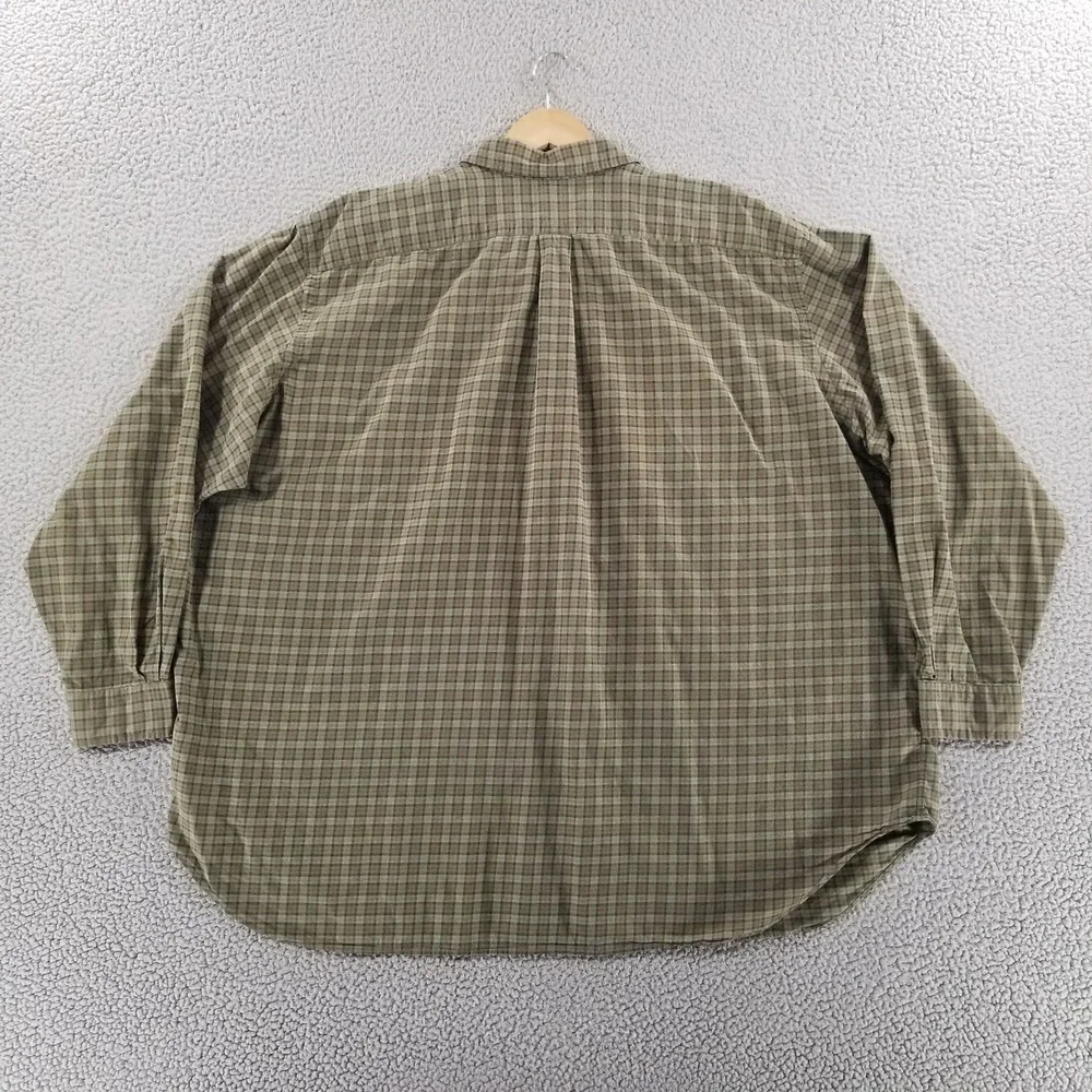 Polo Ralph Lauren Shirt Mens Big 3X Green Plaid Elbow Patch Long Sleeve Cotton